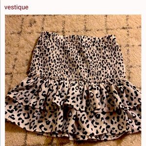 Vestique Leopard Velour flounced skirt Medium